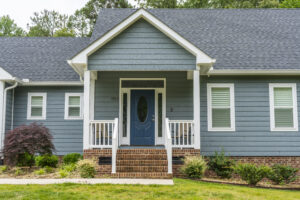 Custom Blue Craftsman Ranch Front Porch Asheboro NC